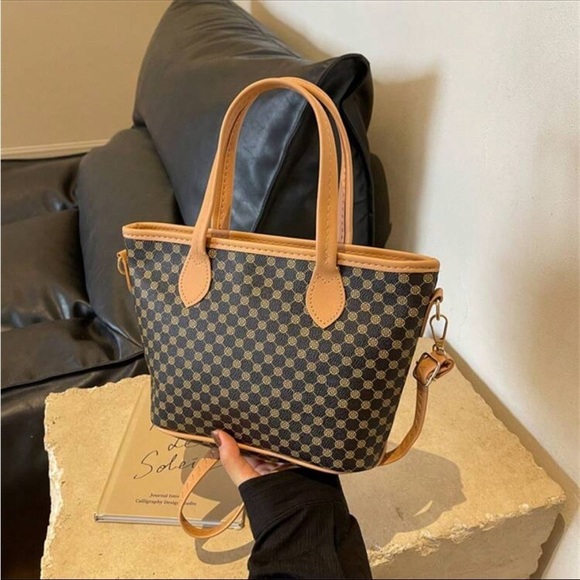 ⚠️Clearance Khaki And Coffee Brown Print Shoulder Tote Bag - Picture 5 of 8